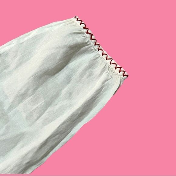 LA CERA | NWT Women's 3/4 Sleeve Embroidered Peasant top White Size S Retail $98 - Picture 6 of 9